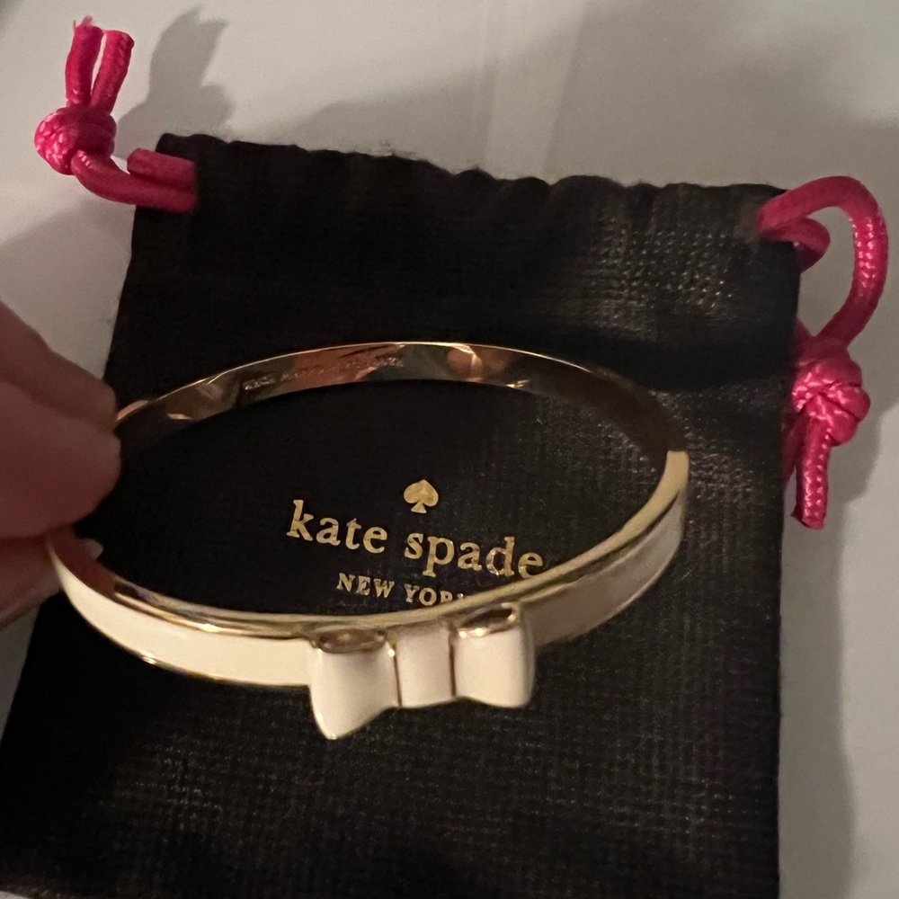 Kate Spade Gold and White Bow Bangle